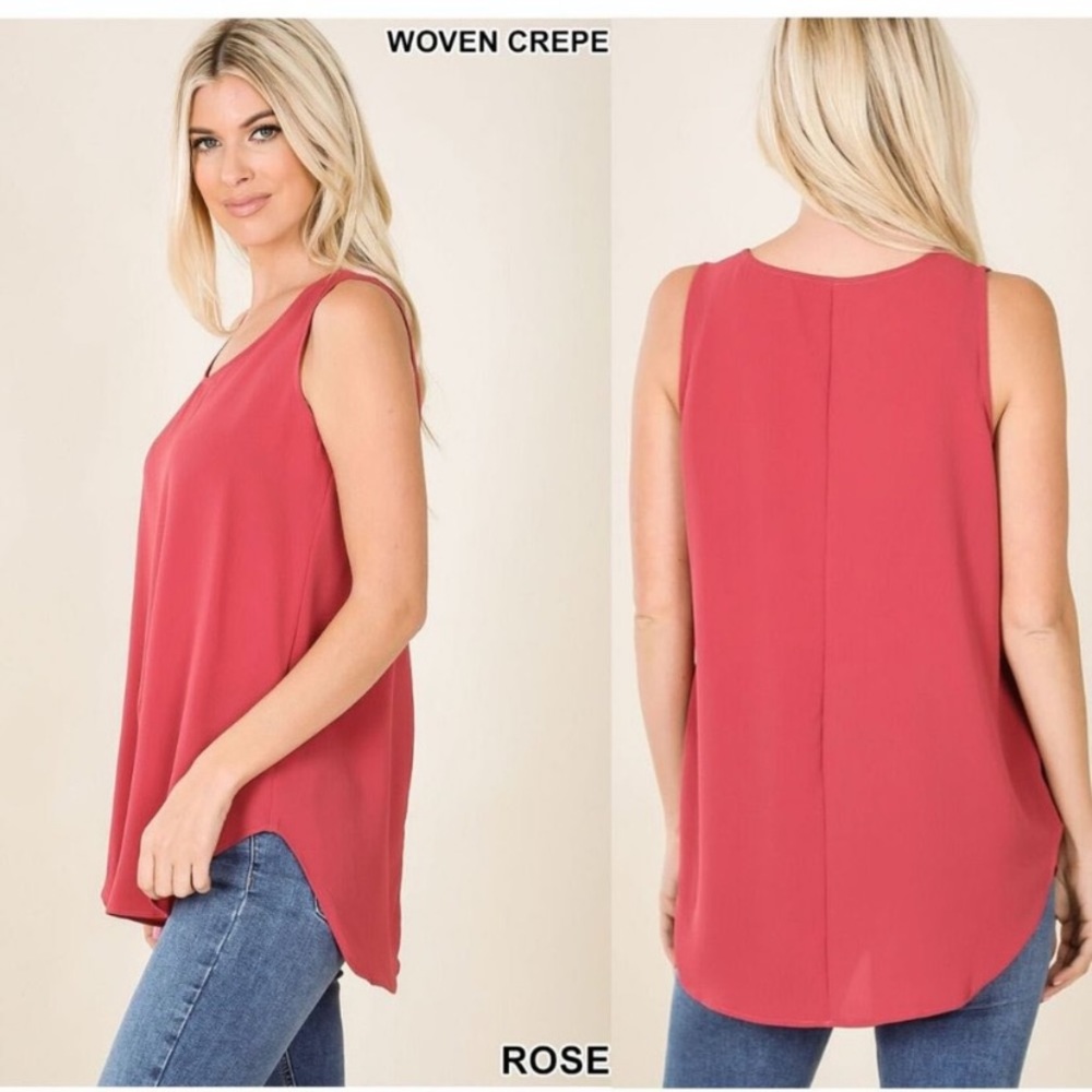 Woven crepe tank top